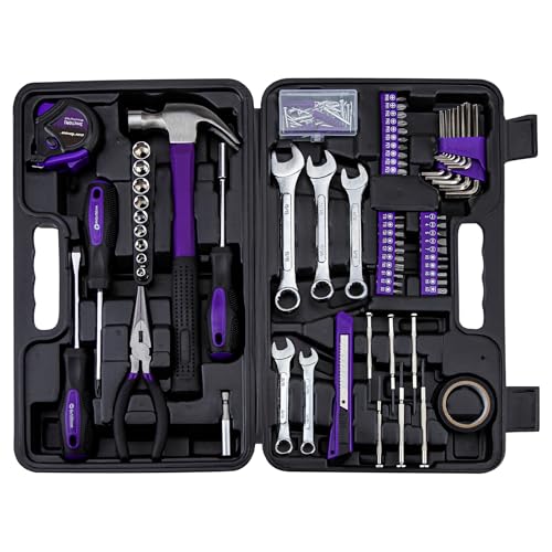 Cartman 148-Piece Automotive and Household Tool Set Perfect for Car Enthusiasts and DIY Home Repairs Purple - color: Purple