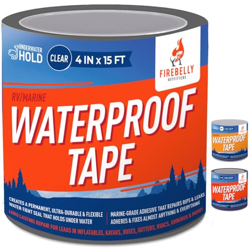 Firebelly Outfitters Heavy Duty Waterproof Tape for Leaks – All-Weather Sealant for Outdoor & Indoor Repairs – Marine Grade, Weatherproof, Strong Adhesive for Pools, Roofs, Plumbing, and More (Clear) - color: Clear