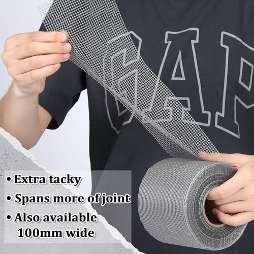 250 ft x 4 Inch Cement Board Joint Tape Self Adhesive Durable Gray Fiberglass Mesh Drywall Mesh Repair Tape for Cement Board Joints Repairing, Sealing and Strengthening - size: 250 ft X 4 Inch