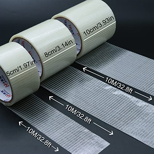 9KM DWLIFE Kite Ripstop Repair Tape 5cm-10cm Bi-Directional Fiberglass Filament Tape Clear Waterproof Strong High Adhesion Tear UV Resistance for Tent Sail Awning RV Camper Packing Fabric - size: 10m x 10cm