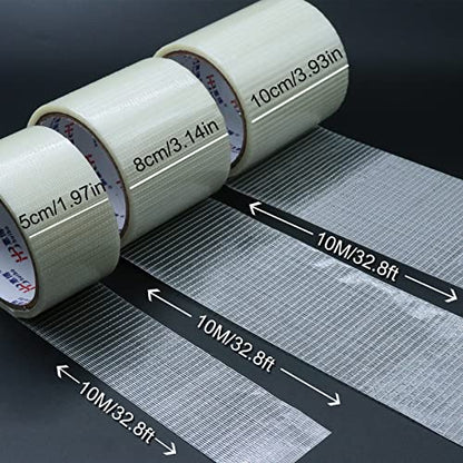 9KM DWLIFE Kite Ripstop Repair Tape 5cm-10cm Bi-Directional Fiberglass Filament Tape Clear Waterproof Strong High Adhesion Tear UV Resistance for Tent Sail Awning RV Camper Packing Fabric - size: 10m x 8cm