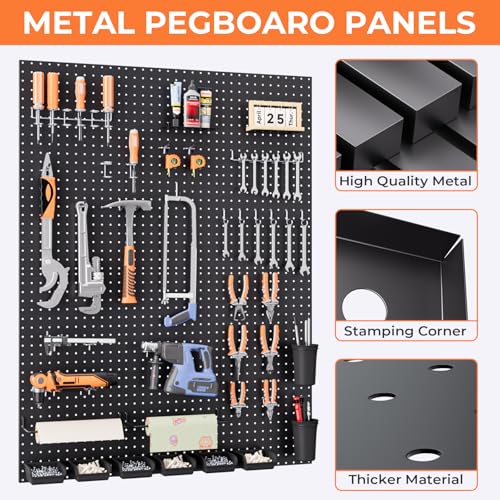 INCLY 48x36 Inch Metal Peg Board Kit with 1/4" Pegboard Hooks Accessories, 6PCS Peg Board Panels and 234PCS Black Pegboard Wall Organizer Tool Storage System for Garage Workbench Shed - size: 48x36 Inch