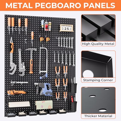 INCLY 48x36 Inch Metal Peg Board Kit with 1/4" Pegboard Hooks Accessories, 6PCS Peg Board Panels and 234PCS Black Pegboard Wall Organizer Tool Storage System for Garage Workbench Shed - size: 48x36 Inch