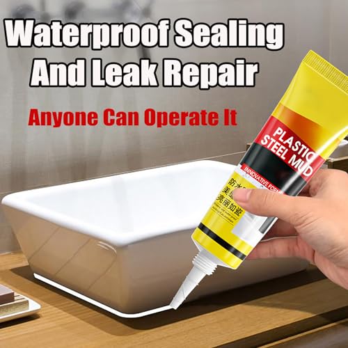 XIRUJNFD 15.9 Oz Multifunctional Waterproof White Caulk with Scraper, Plastic Steel Repair Adhesive for Kitchen Bathroom, Stronger Adhesion Sealant for Window Toilet Sink, Quick-Drying (3 Sets) - color: 3 Sets