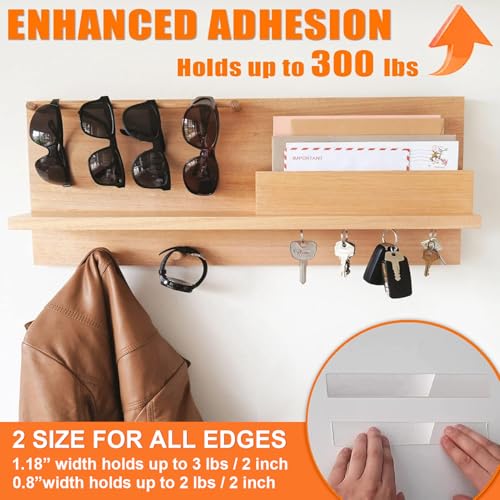 Strong Double Sided Tape Heavy Duty (2 Rolls, Total 19.7 FT) Clear Removable Two Sided Nano Mounting Adhesive for Wall, Posters, Rug, Picture Hanging - Teacher, Dorm Room, Office & Outdoor Essentials - size: 1.18 In X 9.85 FT + 0.8 In X 9.85 FT