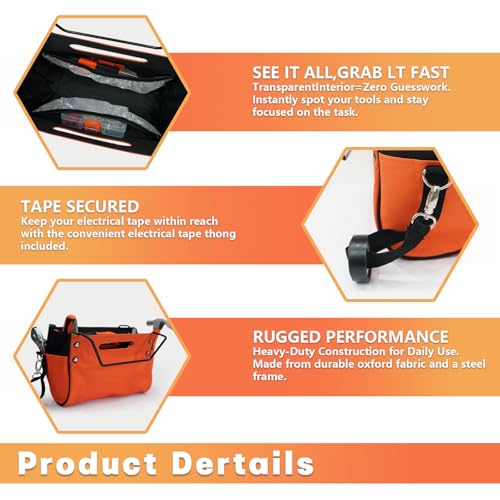 Ladder Tool Pouch Organizer – Heavy Duty Ladder Accessory Caddy with Multi-Pockets for Wrenches, Hammers & Hand Tools – Durable Oxford Storage Bag