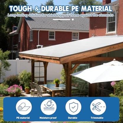 House Wrap, 3 x 150 ft Thick Drop Cloth Vapor Barrier, Heavy-Duty Moisture Barrier & Water-Resistant Plastic sheeting roll for Home Commercial Building Construction, White