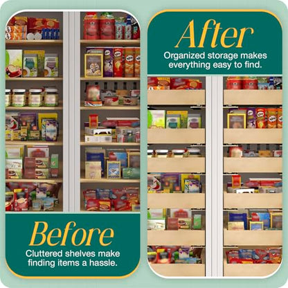 B&B HARDWARE Drawer Organizer – Customizable Pull-Out Storage for Pantry Cabinets – Drawer in UV-Lacquered Birch or Particleboard with Vinyl Wrap -