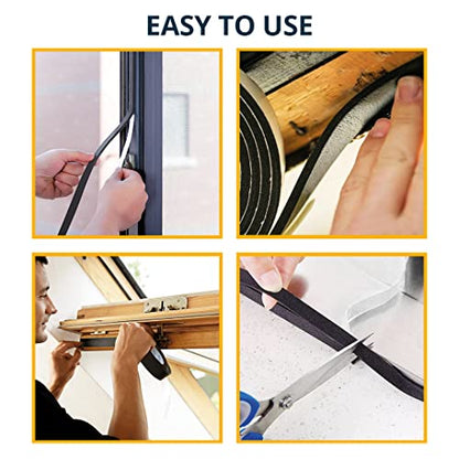 Alenor EPDM Black Foam Insulation Tape Self Adhesive 2/5"x3/5" x 16' Ft –Pack of 1- Weather Stripping for Doors & Windows,Soundproofing,Door Seal,Weatherstrip,Pipe Cooling,Air Conditioning Seal Strip - size: 2/5"x 3/5" Inch x 16' Ft