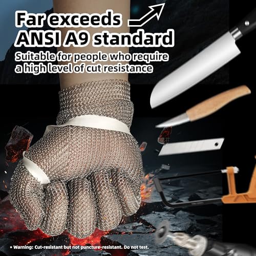 Schwer Highest Level Cut Resistant Stainless Steel Metal Mesh Chainmail Glove, XXL - size: XX-Large