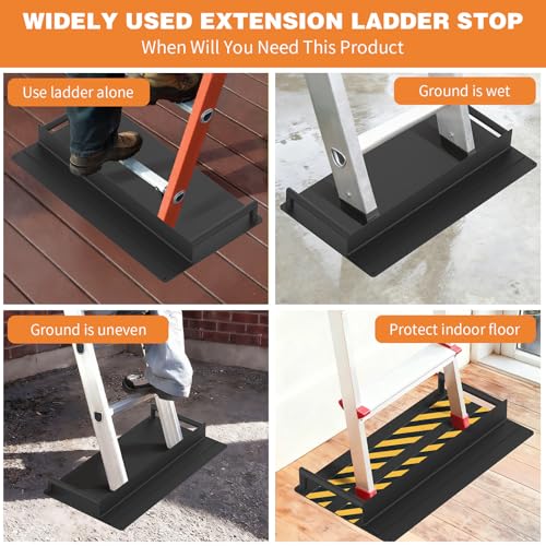 Extension Ladder Stop with Non-Slip Base, Heavy Duty Ladder Stabilizer Fits Ladders Up to 20.7" Wide, Floor Protect Ladder Stabilizer for Telescopic/Straight/Extension Ladders