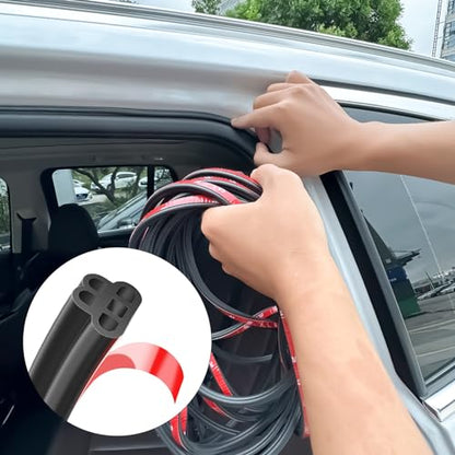 Car Door Seal Strip Double Layer Universal Self Adhesive Auto Door Seal Strip Soundproofing Weather Stripping for Car Door Tailgate (32.8 Feet) - size: 32.8 feet