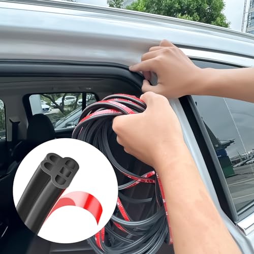 Car Door Seal Strip Double Layer Universal Self Adhesive Auto Door Seal Strip Soundproofing Weather Stripping for Car Door Tailgate (32.8 Feet) - size: 32.8 feet