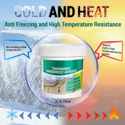 2.5Kg/101Fl.oz Transparent Waterproof Coating Invisible Waterproof Agent Set with Indoor&Outdoor Insulating Sealant with Wooden Brush Putty Knife Cut Resistant Work Gloves Paint Roller(3L/0.79Gal) - style: A