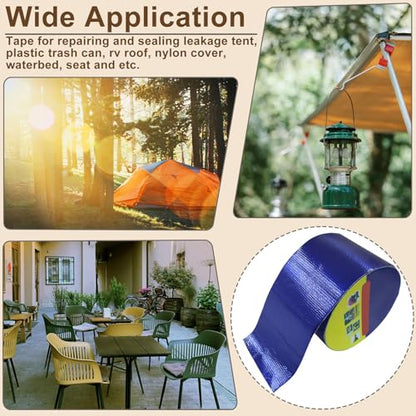 Waterproof Repair Tape, UV-Proof Multi-Surface Instant Seal Patch Repair for RV Awning, Boat Cover, Tent, Tarp & Canvas (3 Inch x 24.6FT, Blue) - color: Blue