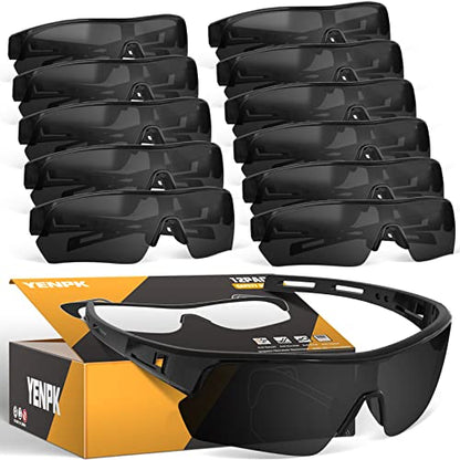 Tinted Safety Glasses for Men Women, Safety Goggles Impact Resistant, ANSI Z87.1+ UV400 Eye Protection, Anti Scratch - color: 12pack-dark Grey