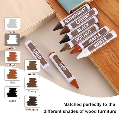 uxcell Wood Repair Markers, 8 Pcs 8 Colors, Touch Up Filler Sticks, Fine Nib, Multi Surface Use, Wood Wax Pen Crayons for Scratches, Furniture, Cabinets, Tables, Carpenters