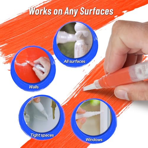 Fillable Touch Up Paint Pen Brush, 3 Pcs Paint Pen for Wall Touch Up, Refillable Paint Pens for Walls, Wood Floors, Cabinets, Windows, Doors,Refillable Touch-Up Paint Pens
