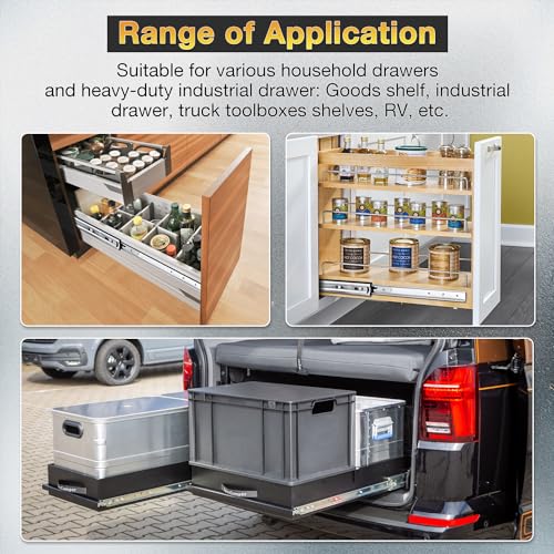 YENUO Heavy Duty Drawer Slides Full Extension Side Mount 12 14 16 18 20 22 24 26 28 30 32 34 36 40 Inch Metal Rails Track Guide Glides Runners 100 Lbs 1 Pair (Without Lock, 32 inch) - size: 32 Inch
