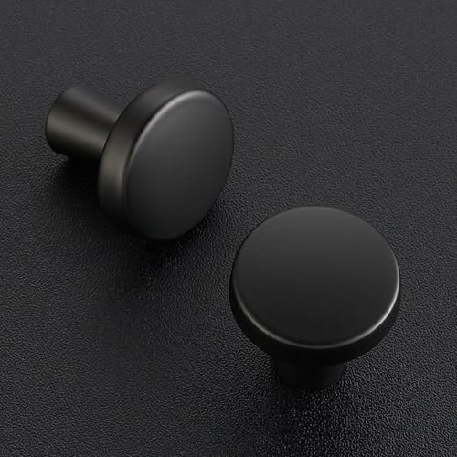 Ravinte 10 Pack Matte Black Cabinet Knobs Mini Round Knobs Single Hole Solid Drawer Pulls for Dresser Drawers -1 Inch Diameter - color: Matte Black