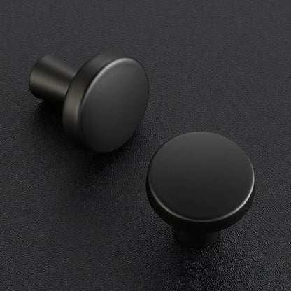 Ravinte 10 Pack Matte Black Cabinet Knobs Mini Round Knobs Single Hole Solid Drawer Pulls for Dresser Drawers -1 Inch Diameter - color: Matte Black