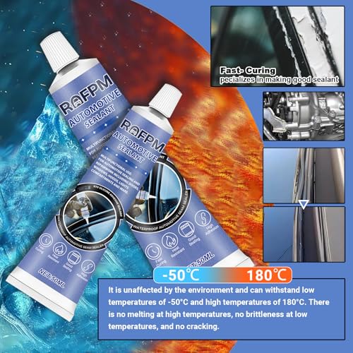 Automotive Adhesive Sealant for Repair Car Body, 100ml Auto Body Glue Bonding Heat Resistant, Heavy-Duty Black Silicone Adhesive Glue for Car Door, Interior, Metal, Plastic (1.69 floz*2)