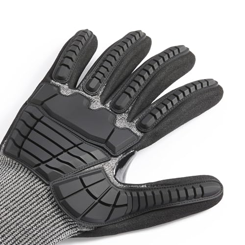Amazon Basics Impact Protection Work Gloves, Cut Level A2, ANSI Level 4 Abrasion, Touchscreen Compatible, Sandy Nitrile Palm, 3X-Large, Black with Pink Edge - size: 3X-Large