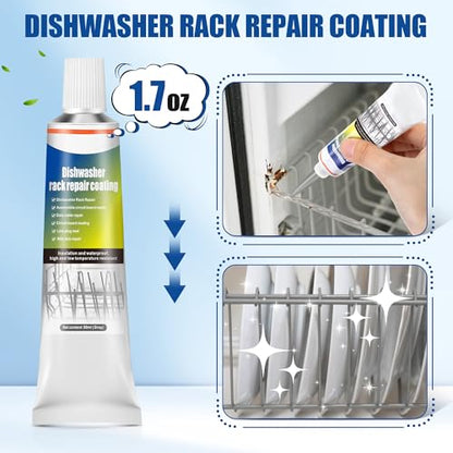 1.7oz Dishwasher Rack Repair Coating, Grey Dishwasher Vinyl Rack Rust Touch Up Paint Kit, Insulation and Waterproof, High and Low Temperature Resistant - color: Grey, size: 1.7 Ounce (Pack of 1)