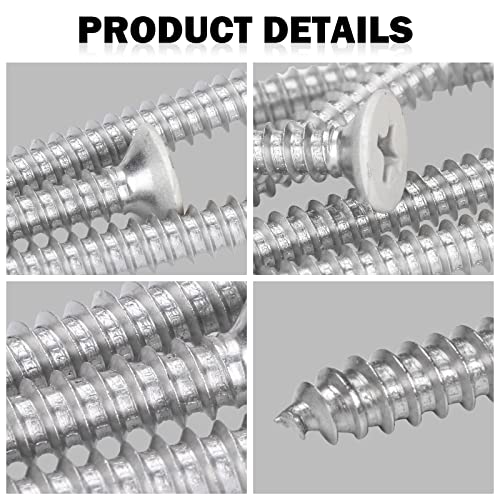 White Head 50 PCS #10X2-1/2(2.5 inch) Stainless Steel Phillips Flat Head Wood Screws,Stainless Steel 18-8 A2(304) Screw,Home Screw Kit by QISHENG - color: White, size: #10X2-1/2"(2.5 inch)