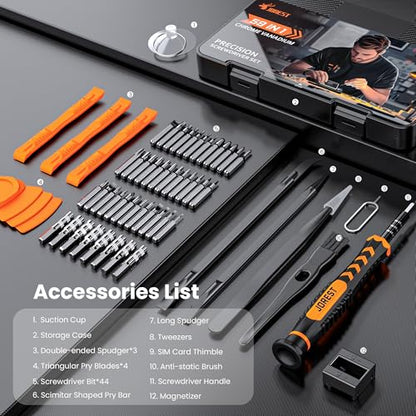 JOREST 59Pcs Small Precision Screwdriver Set with Torx T5, T6, T8, Mini Repair Tool Kit for Macbook, Computer, Laptop, iPhone, PS4 PS5, Xbox, Switch, Eyeglasses, Watch, PC, Ring Doorbell, Electronic - style: 59 in 1 CRV