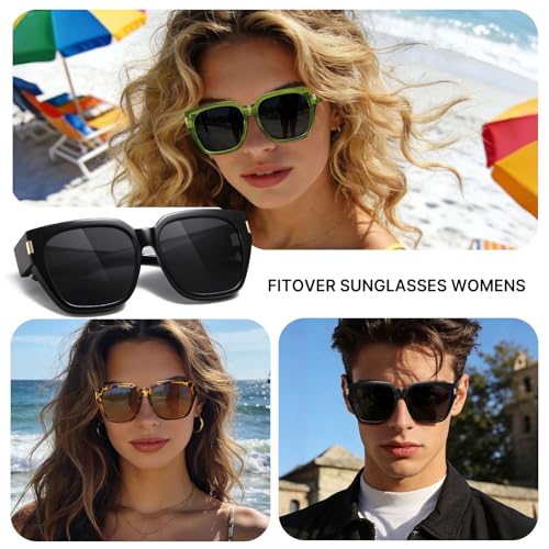 HAOLOTA Polarized Fit Over Glasses Sunglasses for Women Men Trendy Square Wrap Around Shades UV Protection - color: L Size 04 Purple/Grey
