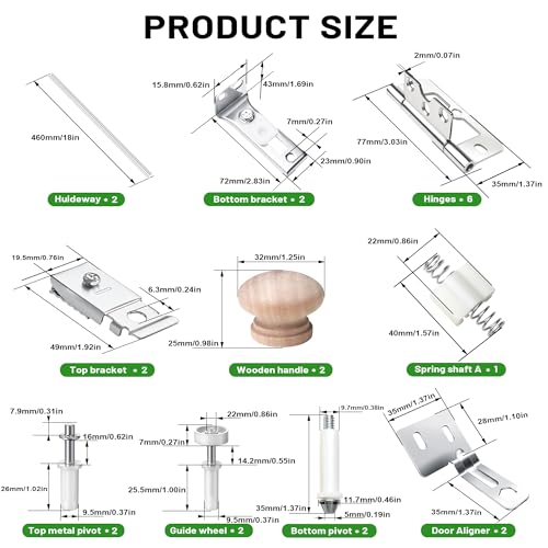 18IN Bi-fold Door Track Kit, 2Kit White Bi-fold Door Hardware kit with Track Closet Repair Tool Included Full Accessories - size: 18in - 2kit