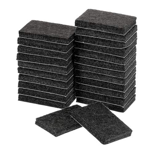 uxcell Furniture Pads, 24Pcs 1.4"x0.9" - Rectangle Self Adhesive Felt Furniture Pads, Hardwood Floor Protectors for Furniture Feet Chairs Legs (Black) - color: Black