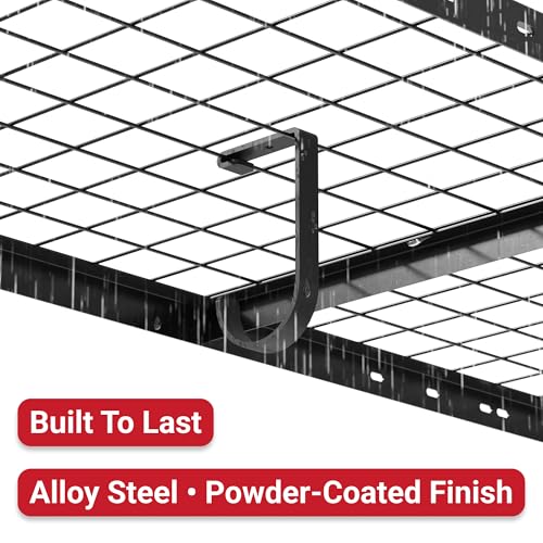 FLEXIMOUNTS 4 Pack Add On Storage Flat Hook Accessory for Garage Ceiling Rack and Wall Shelving, Max Weight Capacity up to 50lbs, Black - color: Black