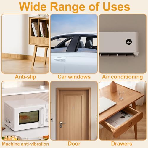 2 Rolls Foam Weather Stripping with Adhesive,1-1/2 Inch W x 1-1/2 Inch H Black High Density Weather Stripping Door Seal, 7.9 Feet Total Length Foam Tape Seal Strip for Uneven Gaps in Doors and Windows