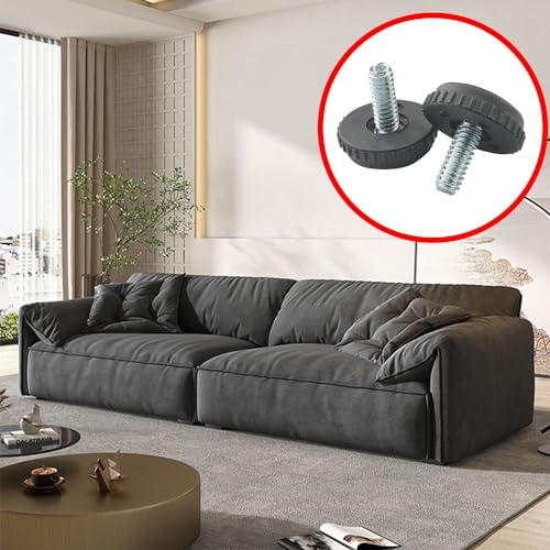 CHENJIN 20pcs Adjustable Feet 1/4 Rubber Head Screws Threaded Leveler for Table Chairs Cabinet Legs
