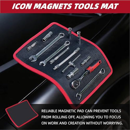 Magnetic Tool Mat, Magnetic Mat for Tools PVC, Flexible Magnetic Mat 40 LBS, Icon Magnets Tool Mat and Tray Holder, Magnetic Tool Holder for Garage, Workshop & Auto Repair Tools, 12.7" x 9.6" - size: 1 Pack