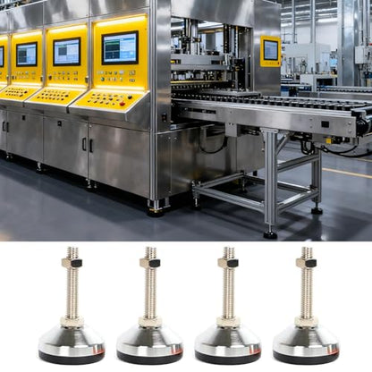 Leveling Feet,4-Pack, D60xM12x50 Leveler Feet Heavy Duty 1300 Lb Capacity Black Carbon Steel PVC Cabinet Leveler Legs - size: D60xM12x50