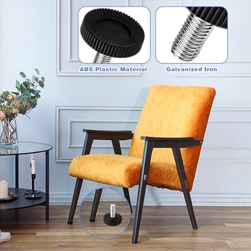 12 Pack Furniture Leveling Feet Adjustable Furniture Feet Table Legs Heavy Duty Leveling Feet Screw on Furniture Levelers for Table Cabinets Chairs Bar Stool Desk Dresser Wood Legs (M8) - size: M8
