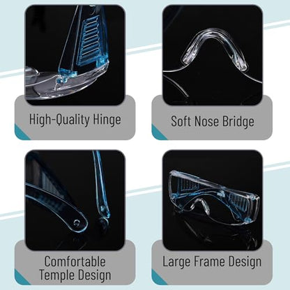 UNCO- Safety Goggles Over Glasses, Protective Goggles, Anti Fog, Work, Safety Glasses Over - color: Light Blue, size: 2 Pack