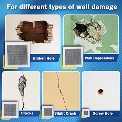 Seloom Drywall Repair Kit Upgraded Size, 2/4/6/8/10 Inch Drywall Patch Kit Large Hole, Self Adhesive Fiberglass Mesh Wall Patch Quick Repair for Damaged Drywall Ceiling - size: 2/4/6/8/10in