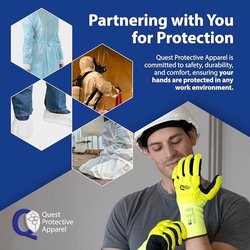 Quest Protective Apparel Hi Visibility Gloves, Small, 1 Pair, Neon/ Yellow, Black - size: Small