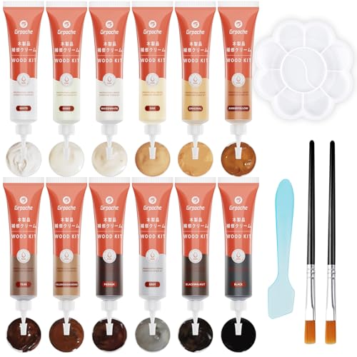 Wood Furniture Repair Kit, 12 Colors Wood Fillers Hardwood Laminate Floor Repair Kit Touch Up Paint Repair Scratch, Cracks, Stains, Discoloration for Furniture, Door, Cabinet, Floor, Table Surface - size: 0.63 Ounce (Pack of 16)
