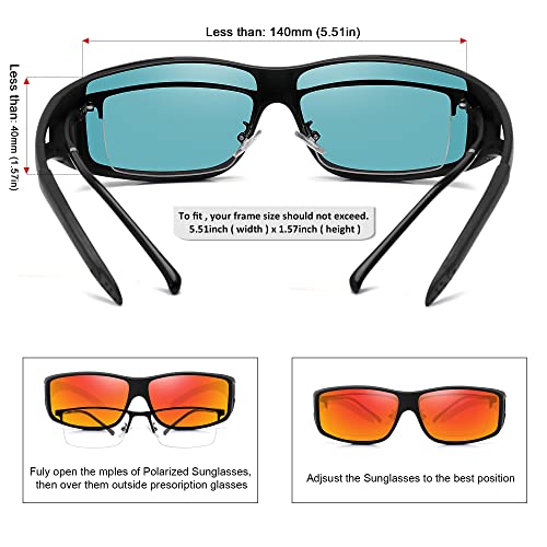 MEETSUN Fit Over Glasses Sunglasses for Men Women,Wrap Around Sunglasses Polarized UV400 Protection - color: (Z1)black Frame-red Mirror Lens