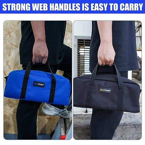 MELOTOUGH Utility Tool Tote bag Combo Kit-Includes 2 Medium Tool Organizer Bags for Electrician, Plumbing, Gardening, HVAC & More (14 inch,Black&Bule) - color: Black & Blue