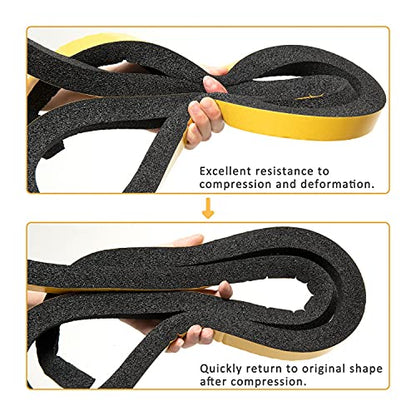 YoleShy Window Air Conditioner Foam Tape 2 Pcs 1 Inch Wide x 1 Inch Thick Weather Stripping Door Seal Strip for Insulation, Weatherstrip, Gap Blocker,Total 13 Feet Long(6.5ft x 2 Rolls) - style: 1in x 1in x 13FT/Black