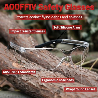 Clear Safety Glasses Bulk of 100,ANSI Z87.1 Eye Protection Goggles with Scratch and Impact Resistant for Construction and Laboratory - color: 118-100pc Clear