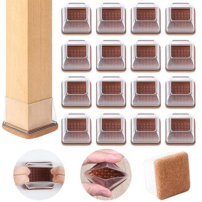 Ezprotekt Chair Leg Floor Protectors for Hardwood Floors, Felt Furniture Pads, Silicone Felt Furniture Leg Pads Caps Covers for Table Desk Sofa No Scratches and Reduce Noise (M Fit: 0.75" - 1") - size: M-Square