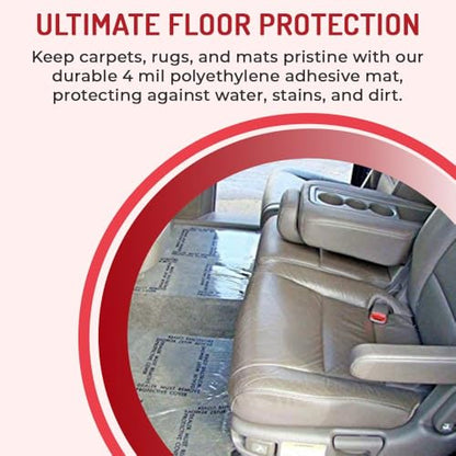 Hi-Tech Auto Adhesive Plastic Floor Mat, 4 mil | Perforated Every 24" | 343 Mats Per Roll | (24" Wide, 600' Long) - size: 24" Wide, 600' Long