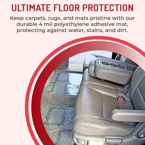 Hi-Tech Auto Adhesive Plastic Floor Mat, 4 mil | Perforated Every 24" | 285 Mats Per Roll | (24" Wide, 500' Long) - size: 24" Wide, 500' Long